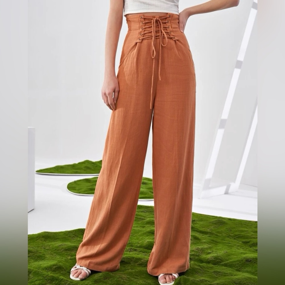 Lace up Wide Leg Pants
